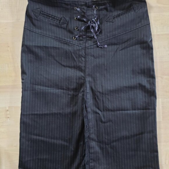 Buffalo David Bitton Y2K Stretch Pinstripe skirt w/lace detail slit & POCKETS - Picture 7 of 8